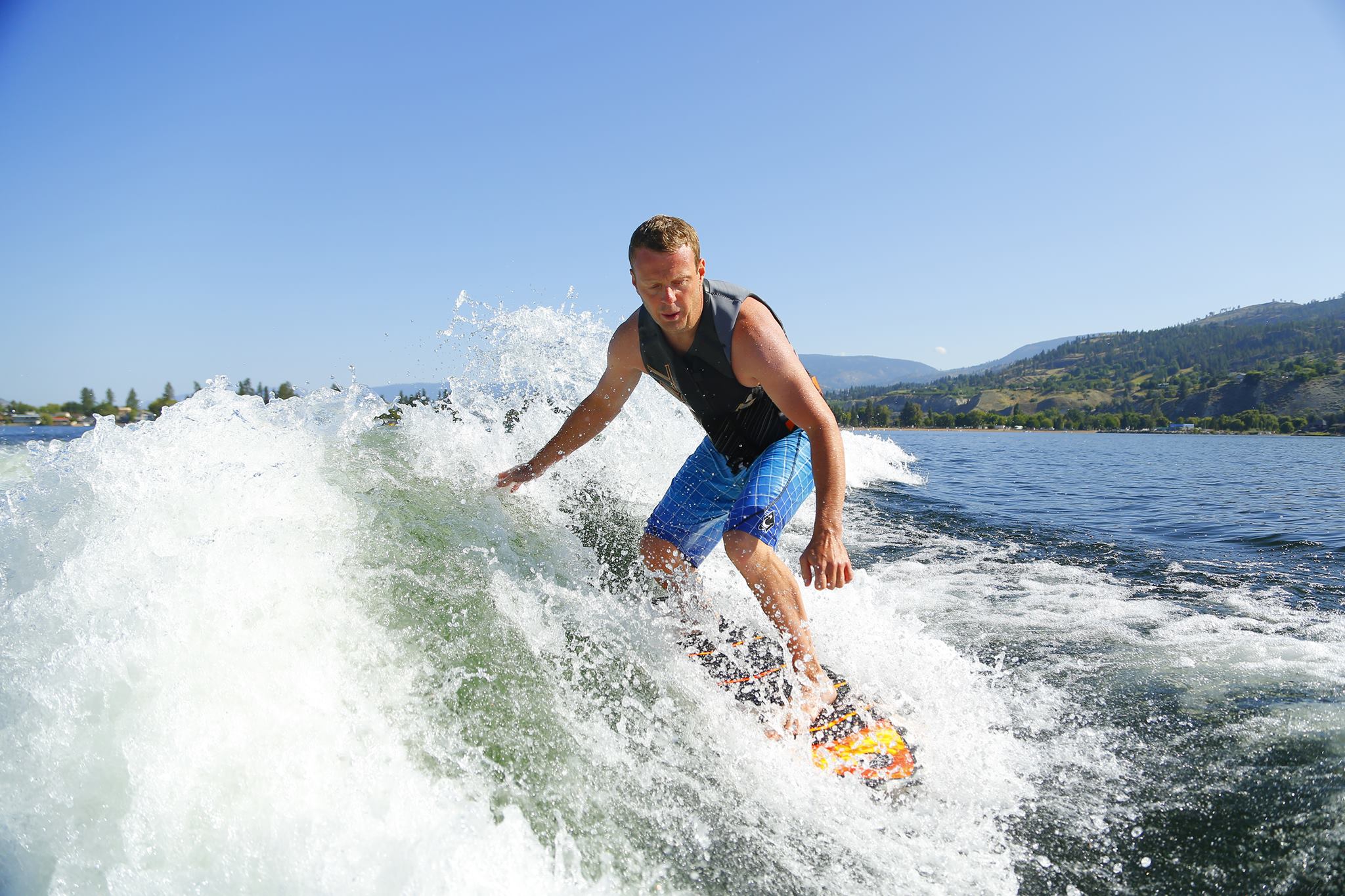 Penticton wakesurfing with premium boat rentals on Okanagan Lake